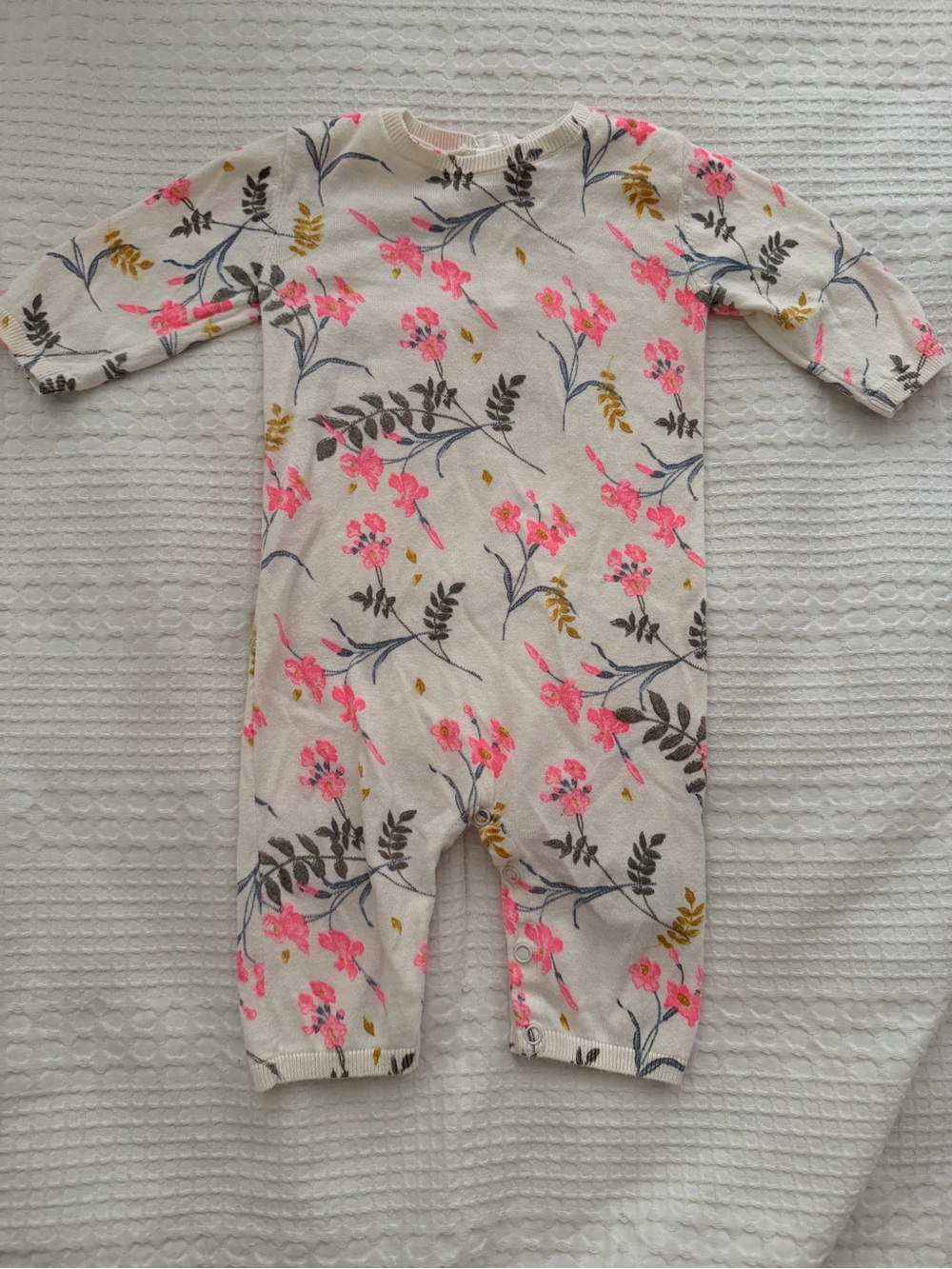 Bonpoint Cream Floral Knit One-Piece